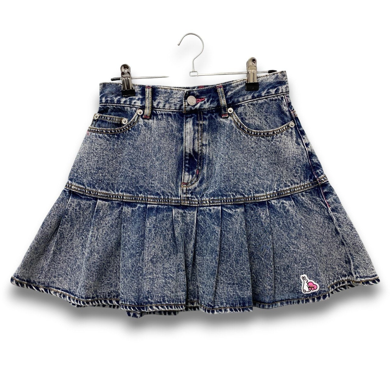 61c6 ＃FR2 エフアールツー デニムミニスカート プリーツスカート Mサイズ インディゴ コットン100％ レディース 女性用u02t