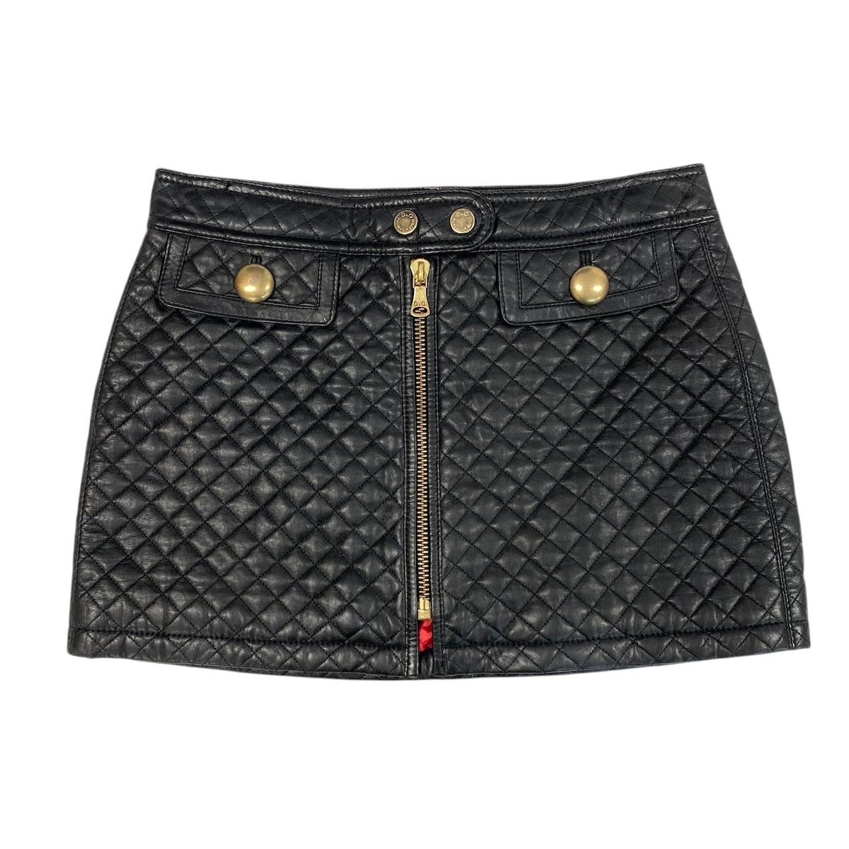 i18 D&G DOLCE＆GABBANA レザーキルティングスカート ミニスカート  40サイズ ブラック レザー レディース 女性用u02t