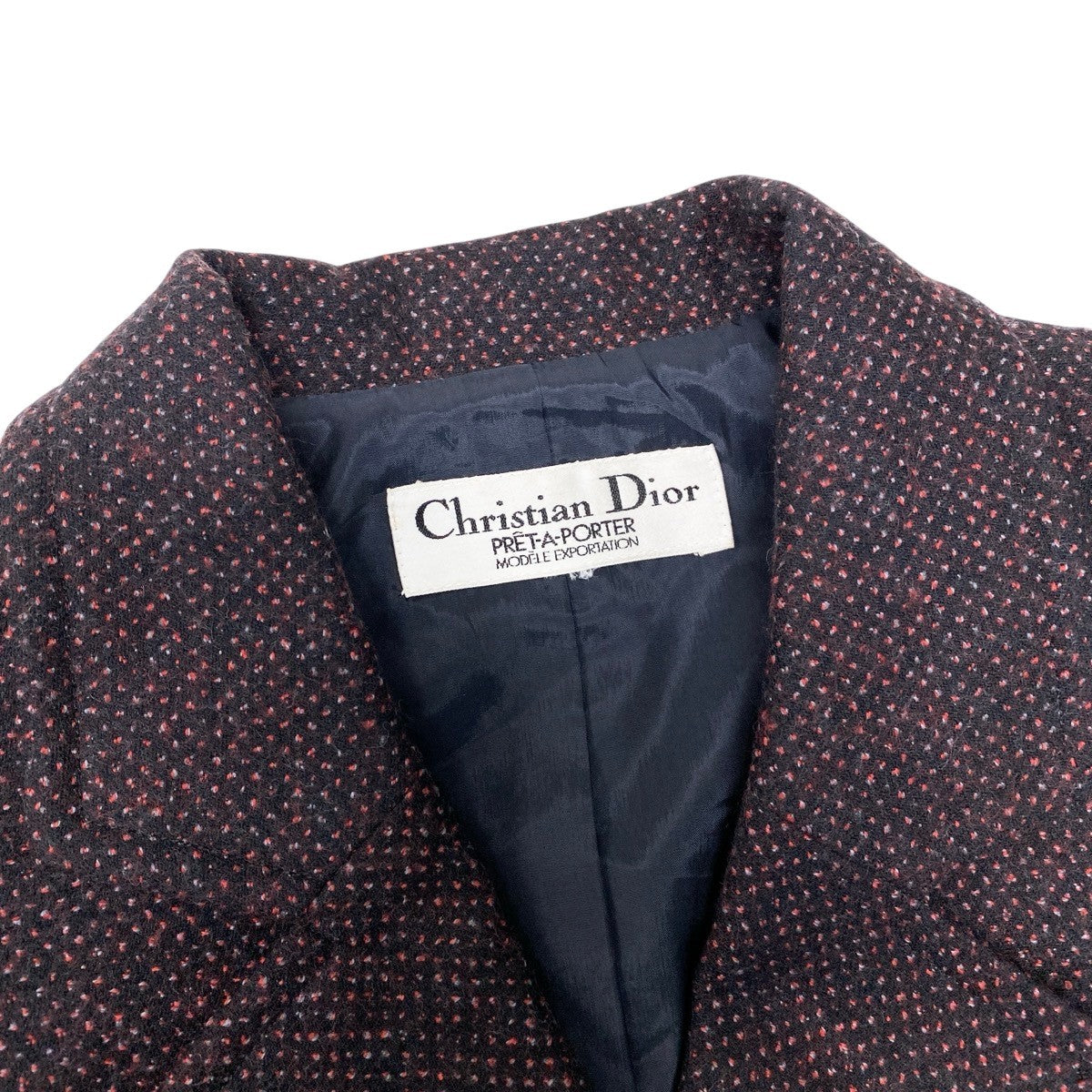 68h21 Christian Dior クリスチャンディオール テーラードジャケット ウールジャケット ブラック ボルドー レディースu02t