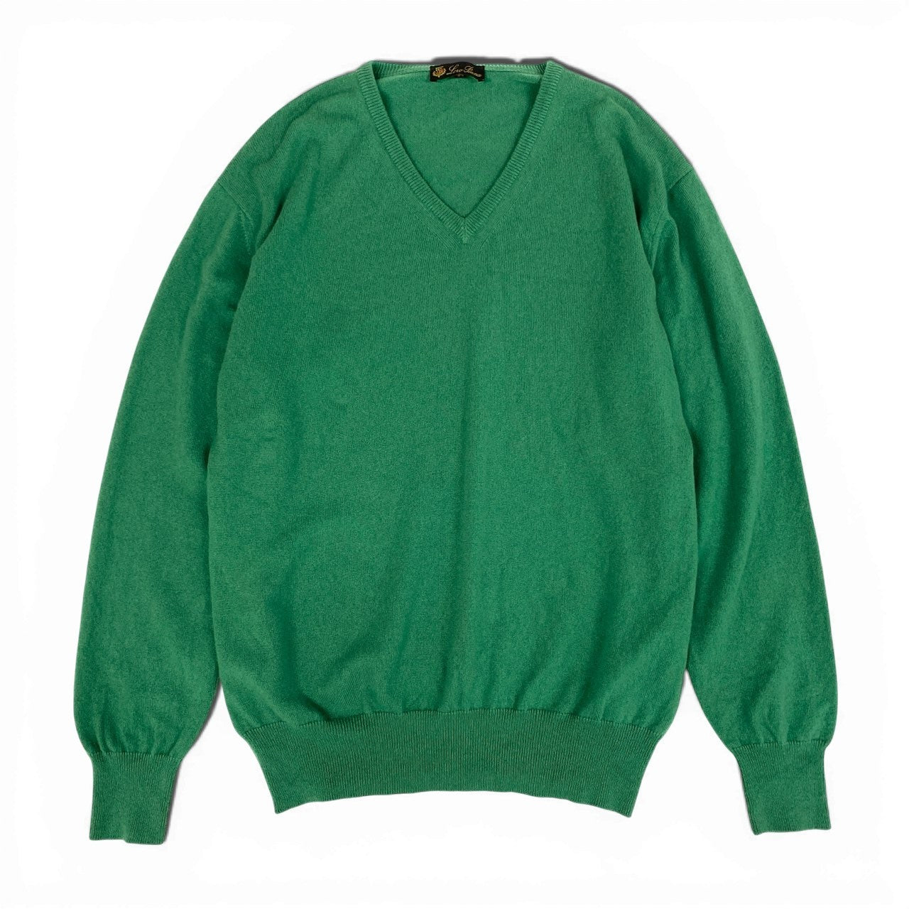 75a19 Loro Piana ロロピアーナ ニットセーター Vネック カシミヤニット ロングスリーブ メンズ 紳士服 サイズ54 グリーン カシミア100％u02t