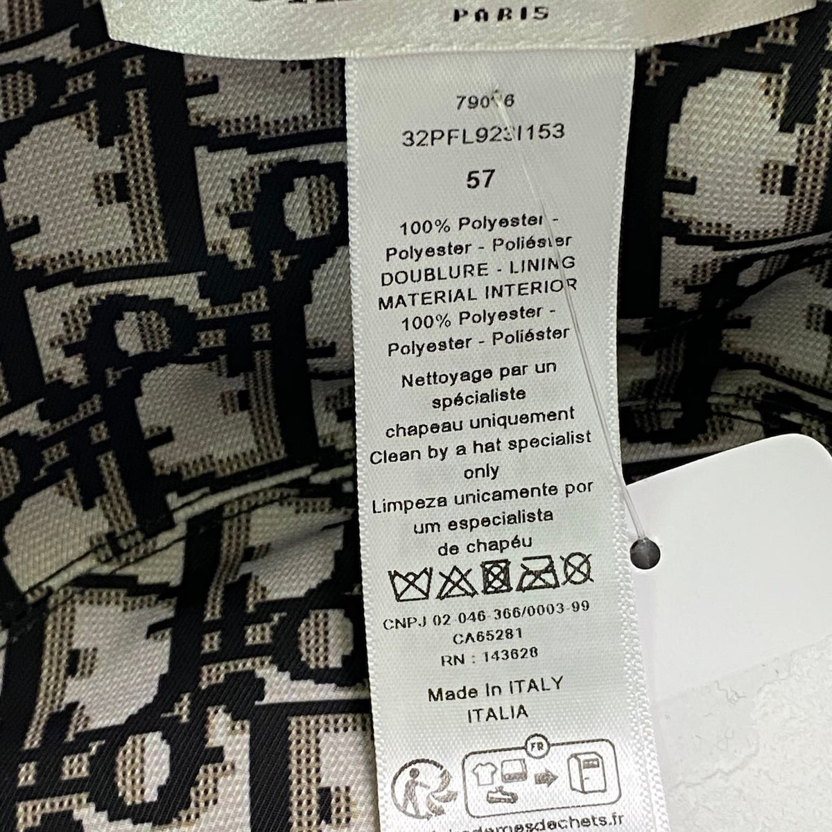 j15 【未使用】 Christian Dior クリスチャンディオール TEDDY-D オブリーク リバーシブル バケットハット 花柄 32PFL923I153 サイズ57 ブラック ポリエステル100％ レディース