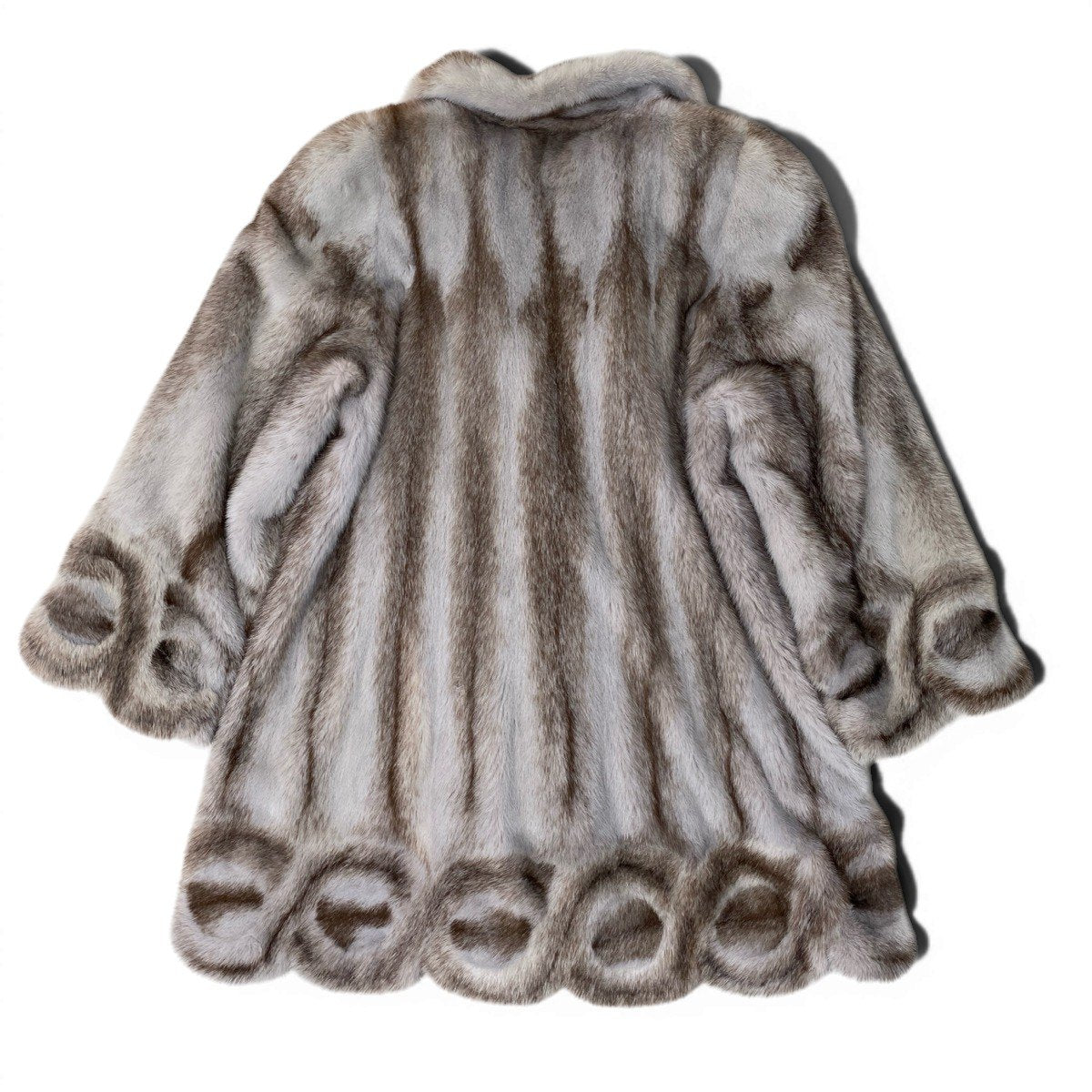 93h8 染めクロスミンク ロングコート サイズL 本毛皮 Dyed Cross Mink Fur Long Coat 裾広がりt18r