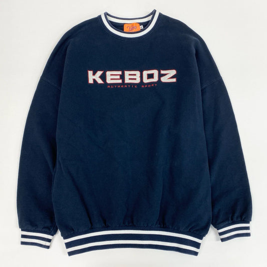 83i29 KEBOZ ケボズ スウェット トレーナー トップス ビッグロゴ リブライン XL ネイビー メンズo07t