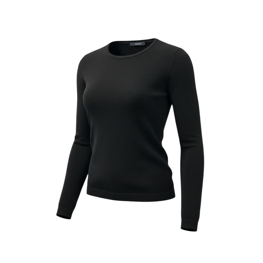 24b13 【美品】GUCCI グッチ カシミヤニットセーター ロングスリーブ クルーネック  Lサイズ ブラック カシミヤ100％ レディース 女性用u02t