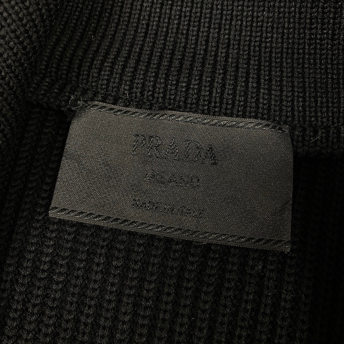 Ej19 PRADA プラダ 二ット切替 ジップアップジャケット サイズ38 ブラック レディースu02t