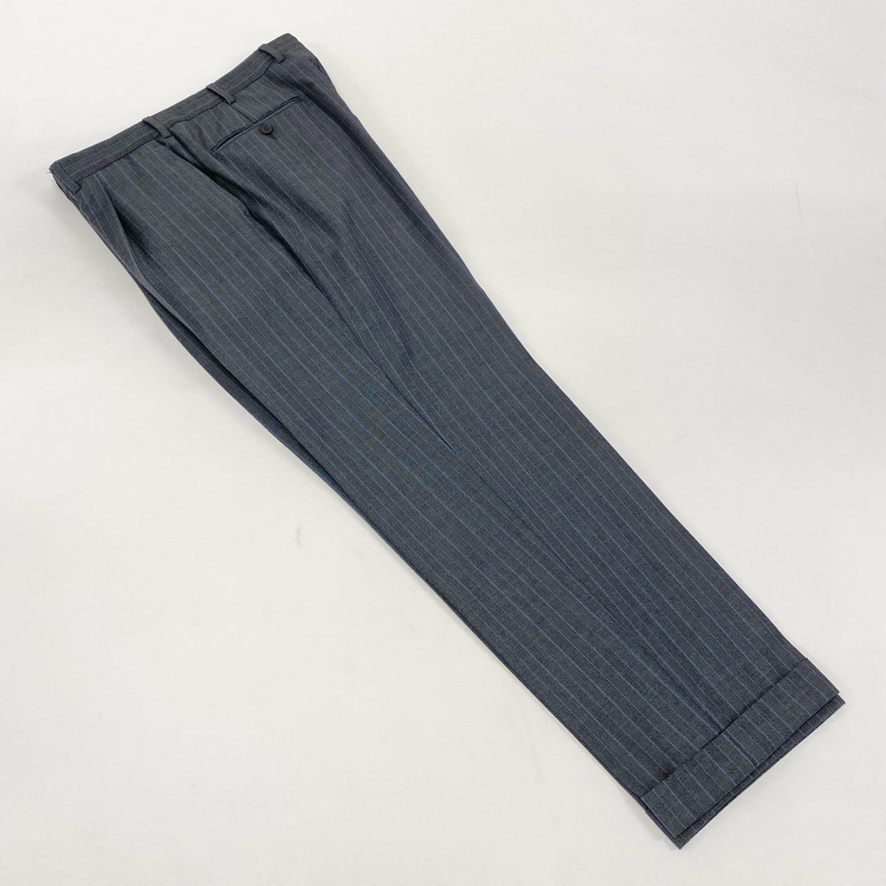 17k9 Ermenegildo Zegna エルメネジルドゼニア su misura スミズーラ TROFEO セットアップ スーツ ジャケット パンツ ストライプ ビジネス フォーマル 48 グレー ウール メンズo07t