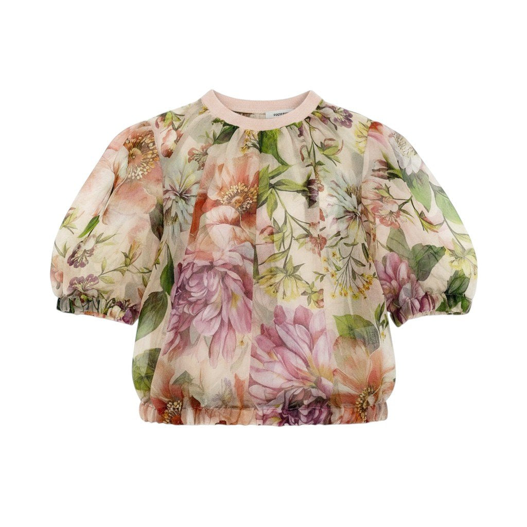 Eg10 DOLCE&GABBANA ドルチェアンドガッパーナ 花柄 シースルーブラウス クロップド丈 サイズ40 ピンク シルク100％ レディースk02i