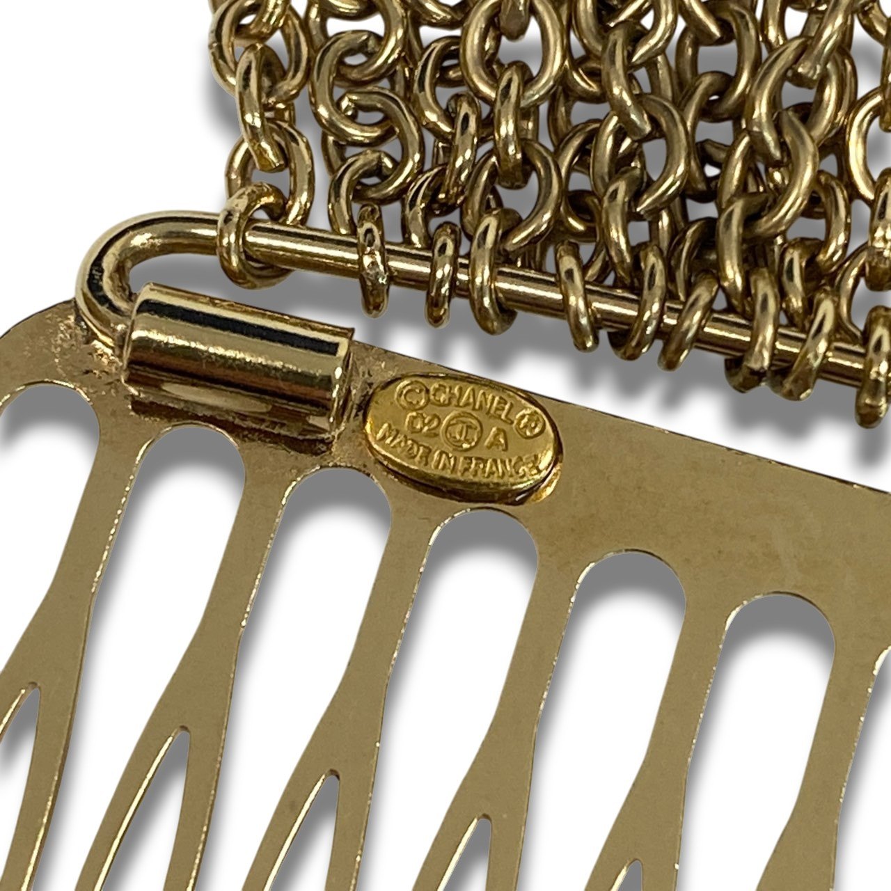 c3 CHANEL シャネル 2002 ヘアアクセサリー かんざし コーム ココマーク フリンジ ゴールド レディースu02t