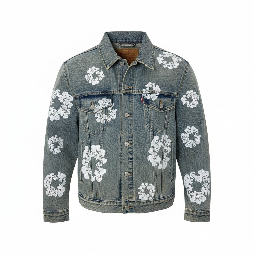 87g11 Levi’s リーバイス DENIM TEARS コラボ 2ndタイプ コットンリースデニムジャケット サイズL ライトブルー コットン100％ メンズo07t