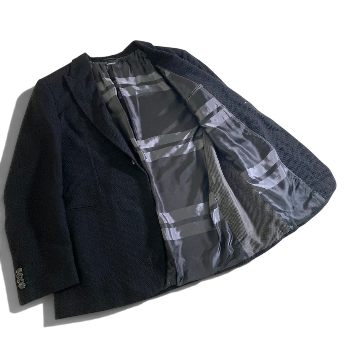 35j26 GIORGIO ARMANI ジョルジオアルマーニ BORGO21 黒タグ テーラードジャケット 大きいサイズ 52 ブラック メンズu02t