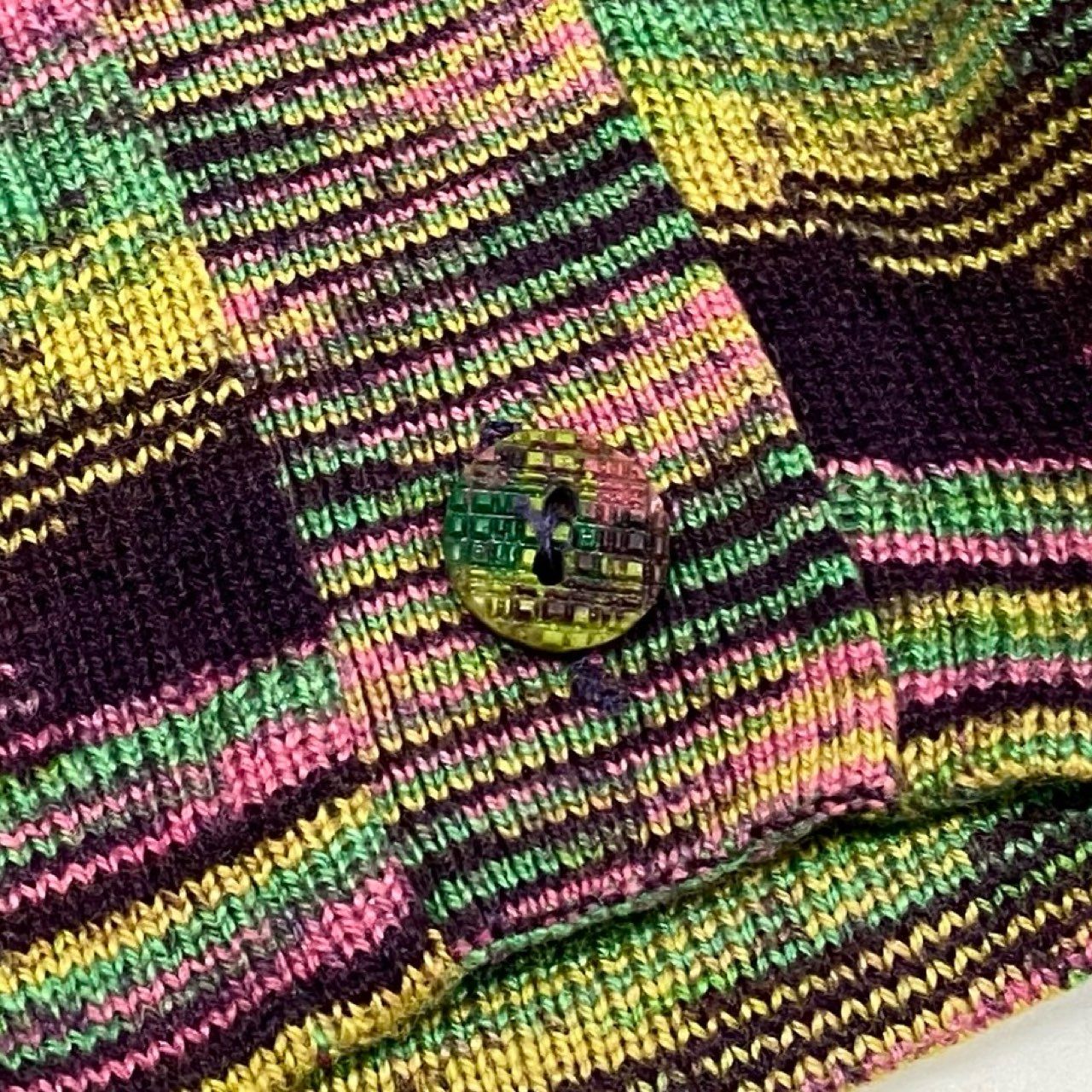 75j29 《美品》MISSONI ミッソーニ ニットカーディガン カシミヤ ボーダー Vネック イタリア製 72サイズ マルチカラー レディースu02t