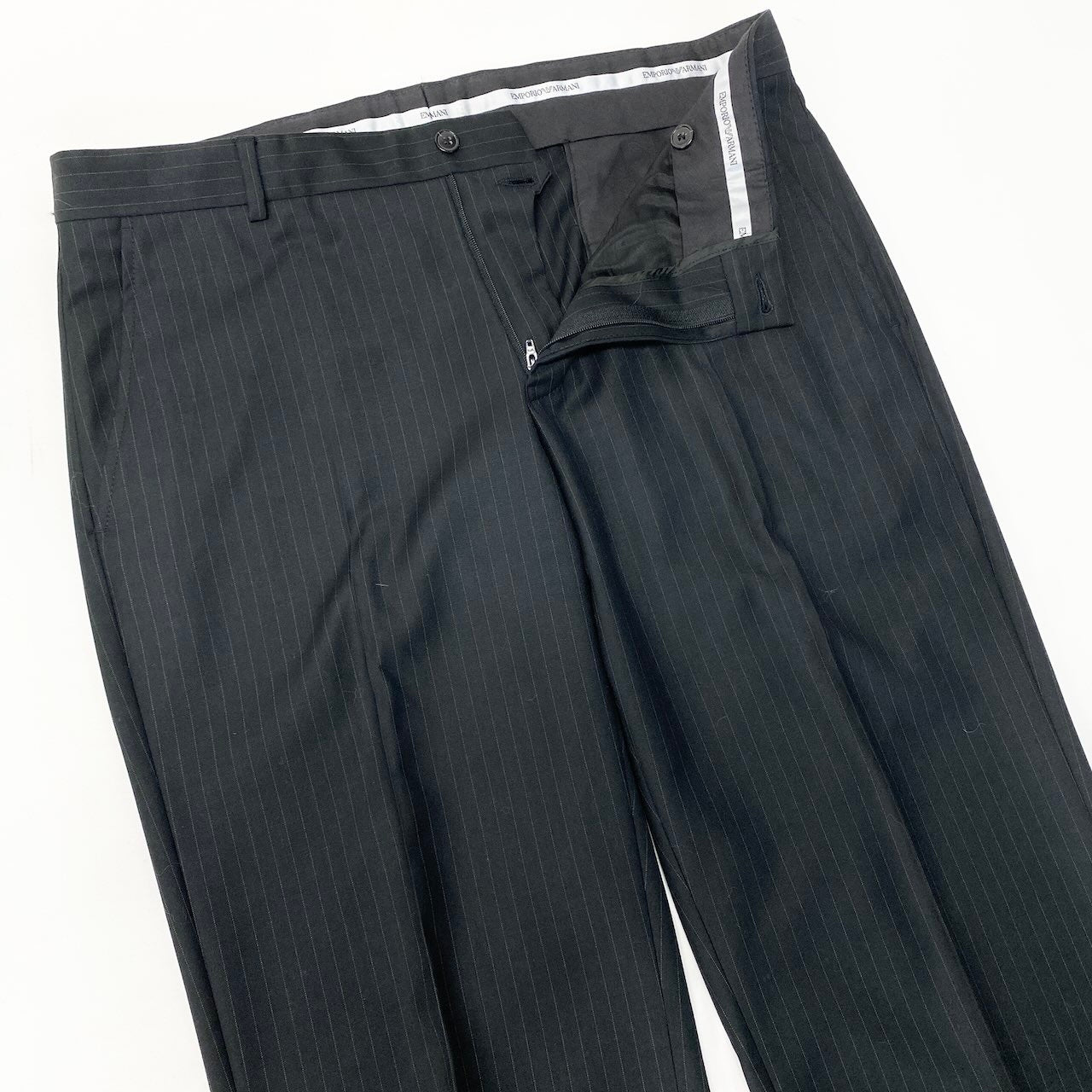 56e12 EMPORIO ARMANI エンポリオアルマーニ JOSH LINE セットアップスーツ シングル 2B ストライプ柄 ビジネス サイズ50 ブラック メンズ 紳士服u02t