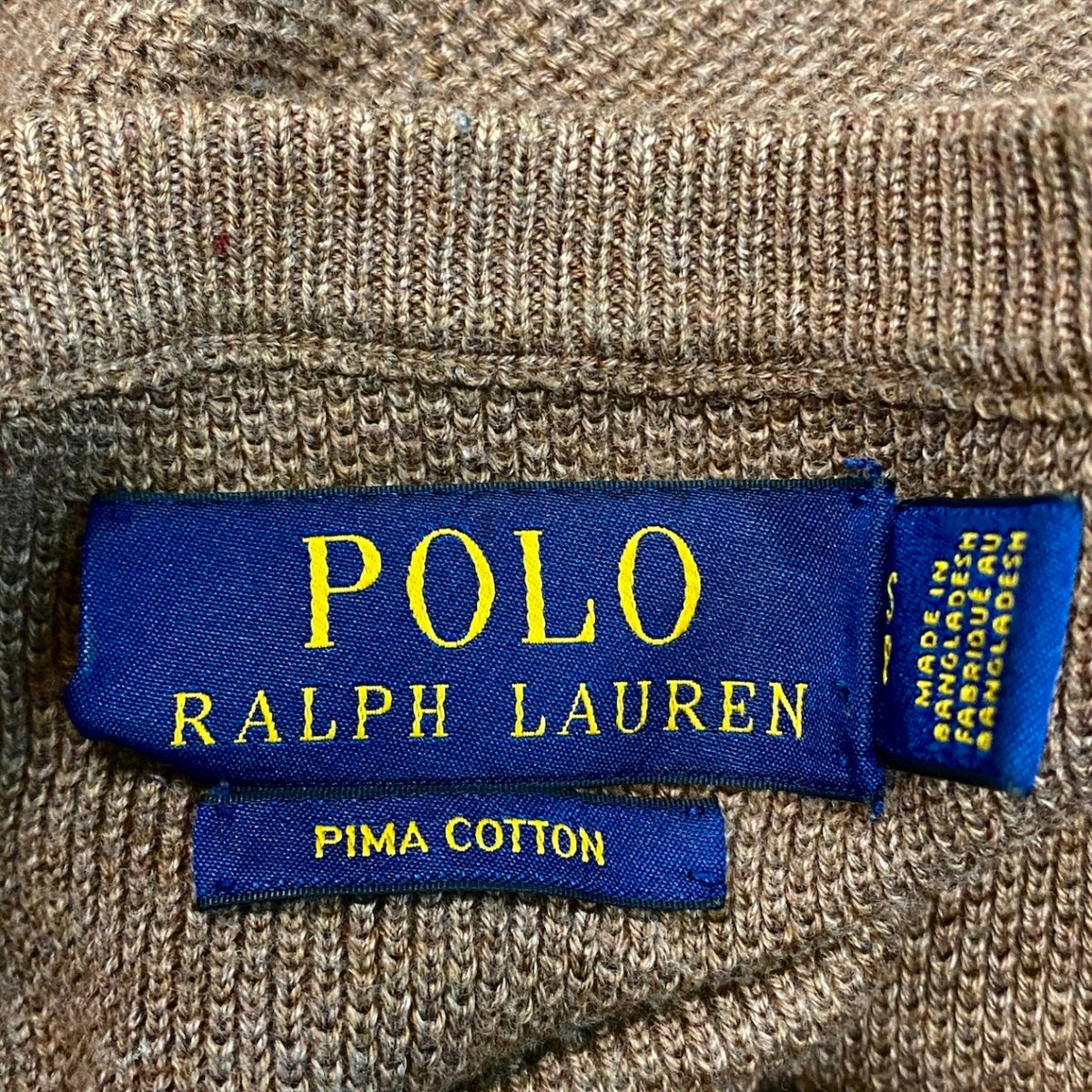 20j22 POLO RALPH LAUREN ポロラルフローレン ロングスリーブニットセーター ロゴ刺繍 トップス 170/92Aサイズ ブラウン コットン100％ メンズ 男性用u02t