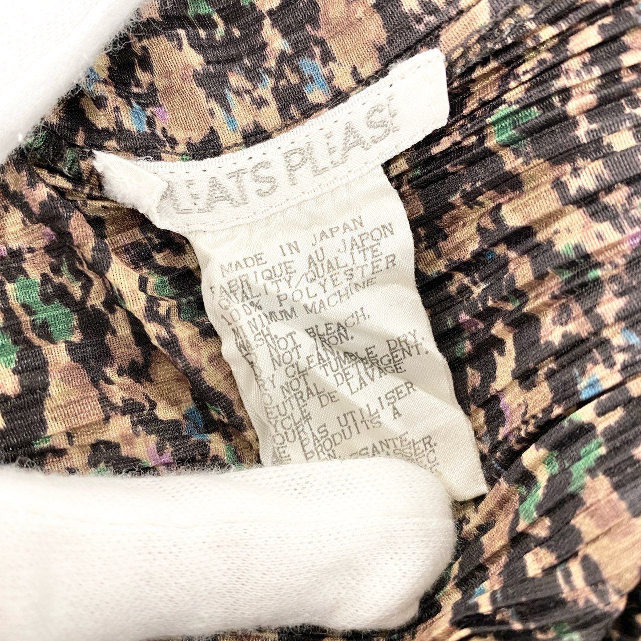 34i18 《極美品》PLEATS PLEASE プリーツプリーズ ハイネック長袖カットソー トップス 総柄  3サイズ マルチカラー レディース 女性用u02t