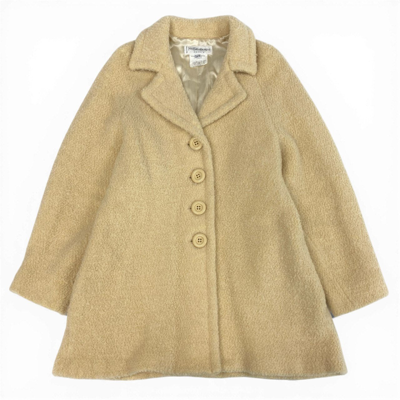Ab13【美品】YvesSsintLaurent イヴサンローラン ヴィンテージ ボアコート フランス製 Shaggy Boa Coat 38サイズ ベージュ レディース 女性用ta1