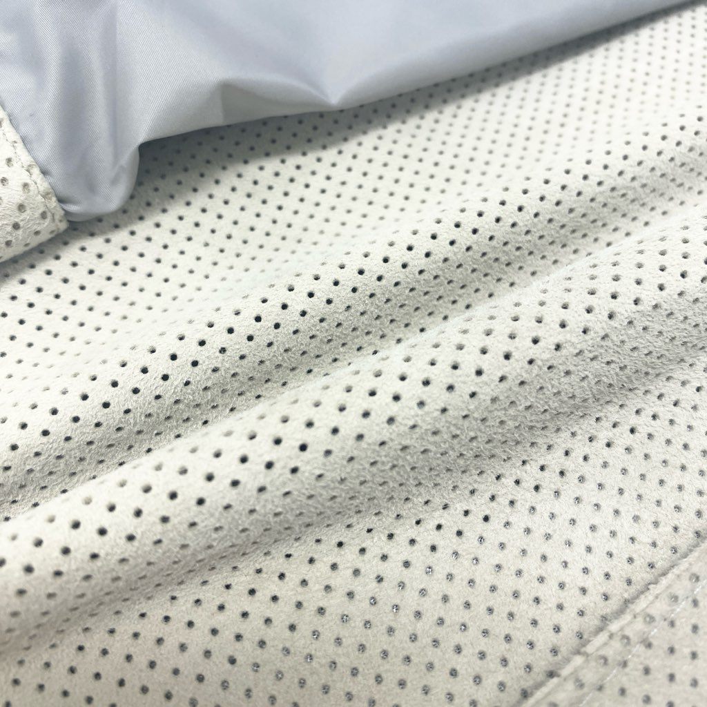 40l25 EMMETI エンメティ パンチングレザー ジャケット シャツ ナイロン 異素材 山羊革 46サイズ アイボリー グレー メンズo07t