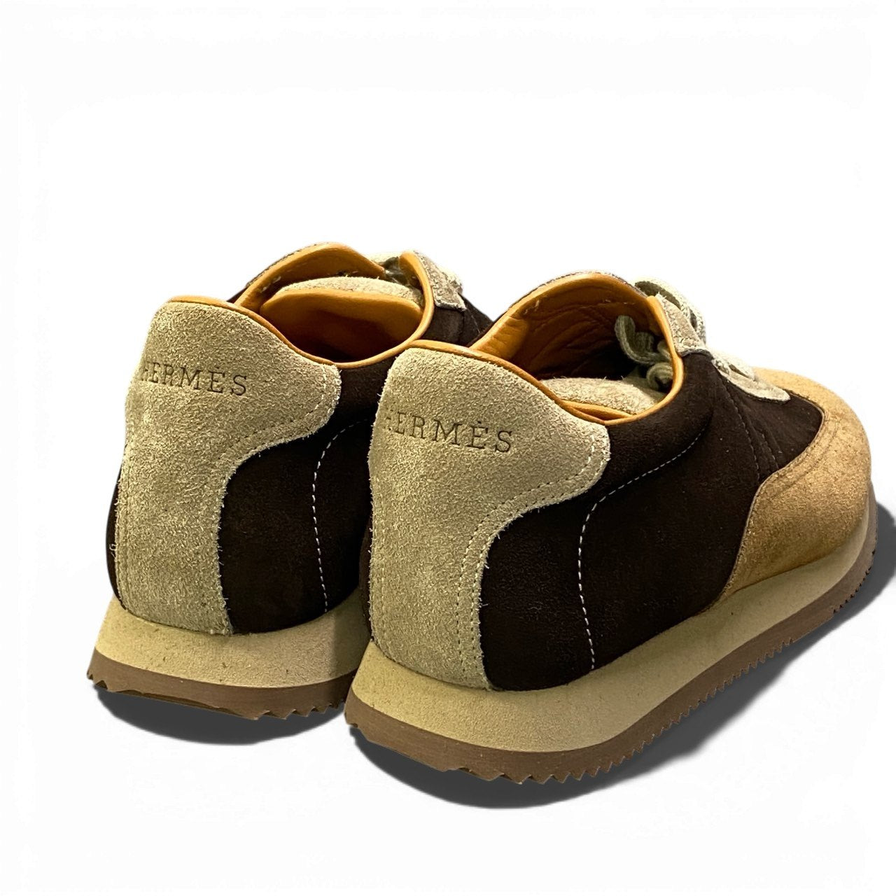 1a22《美品》 HERMES エルメス Hクイック スエードスニーカー サイズ37 1/2 茶系 スウェードレザー シューズ 女性靴t18r