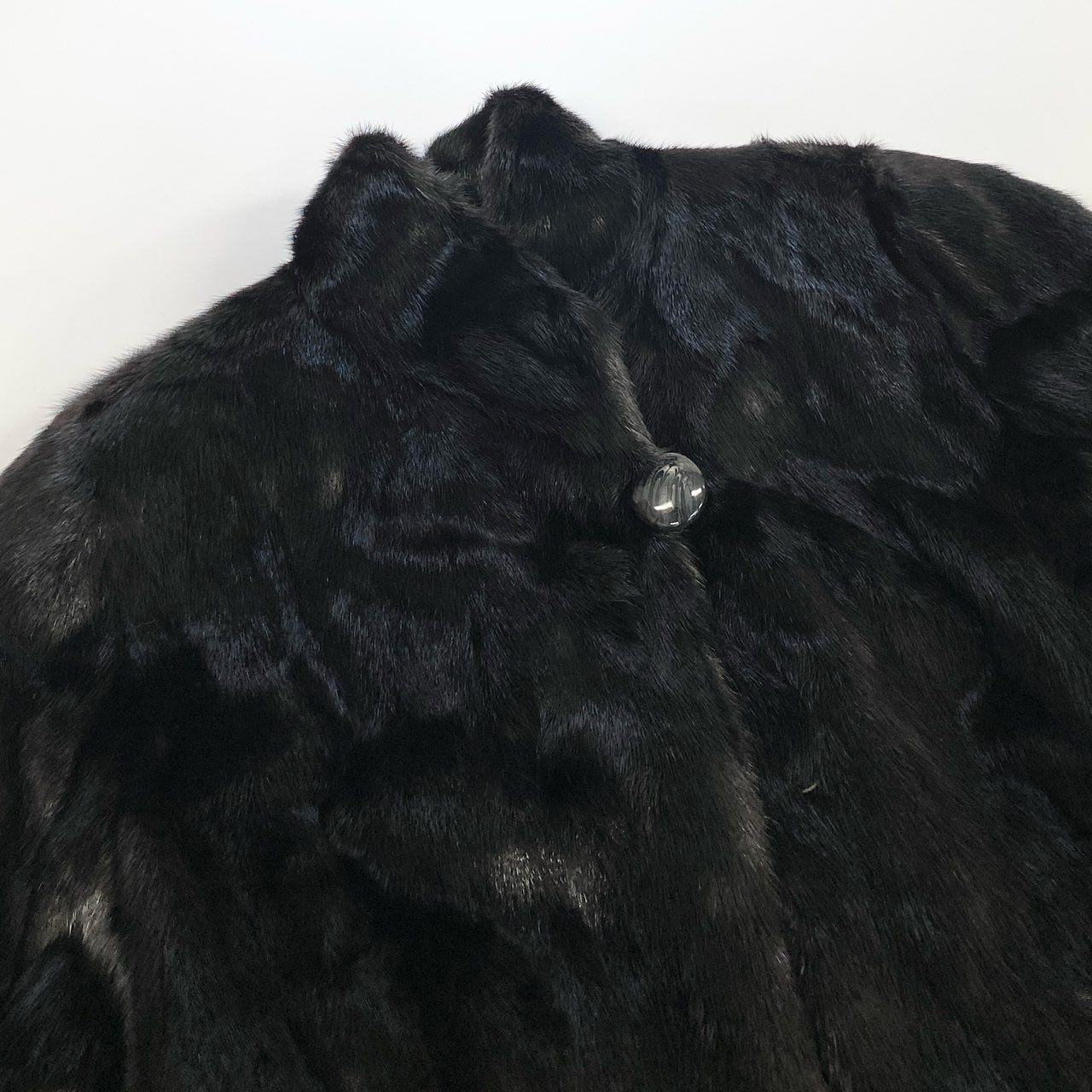 42k14 【美品】 THE INTERNATIONAL COLLECTION インターナショナルコレクション ファーコート 毛皮コート ミンクファー セミロングコート ダークミンク Fサイズ ブラック レディースu02t