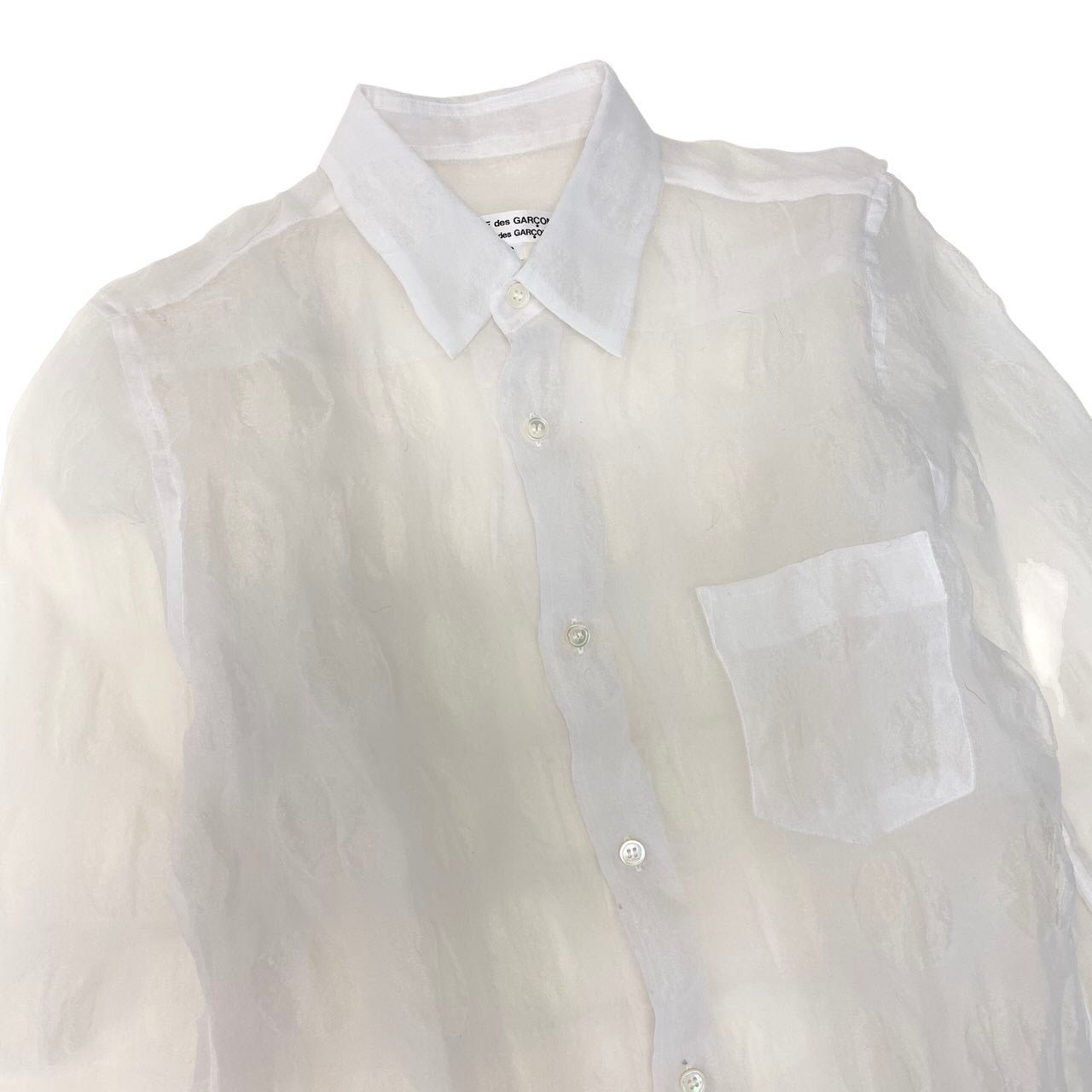 Af8 COMME des GARCONS COMME des GARCONS コムデギャルソン コムコム ロングスリーブ シアーシャツ ドット柄 水玉 AD2009 サイズS ホワイト ポリエステル100％ レディース 女性用u02tu02t