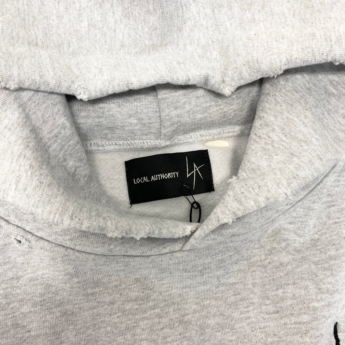 44f18 LOCAL AUTHORITY ローカル オーソリティ LA SLASH HOODED FLEECE ダメージ加工 パーカー フーディ タグ付き L グレー コットン100％ メンズ 男性用t18r