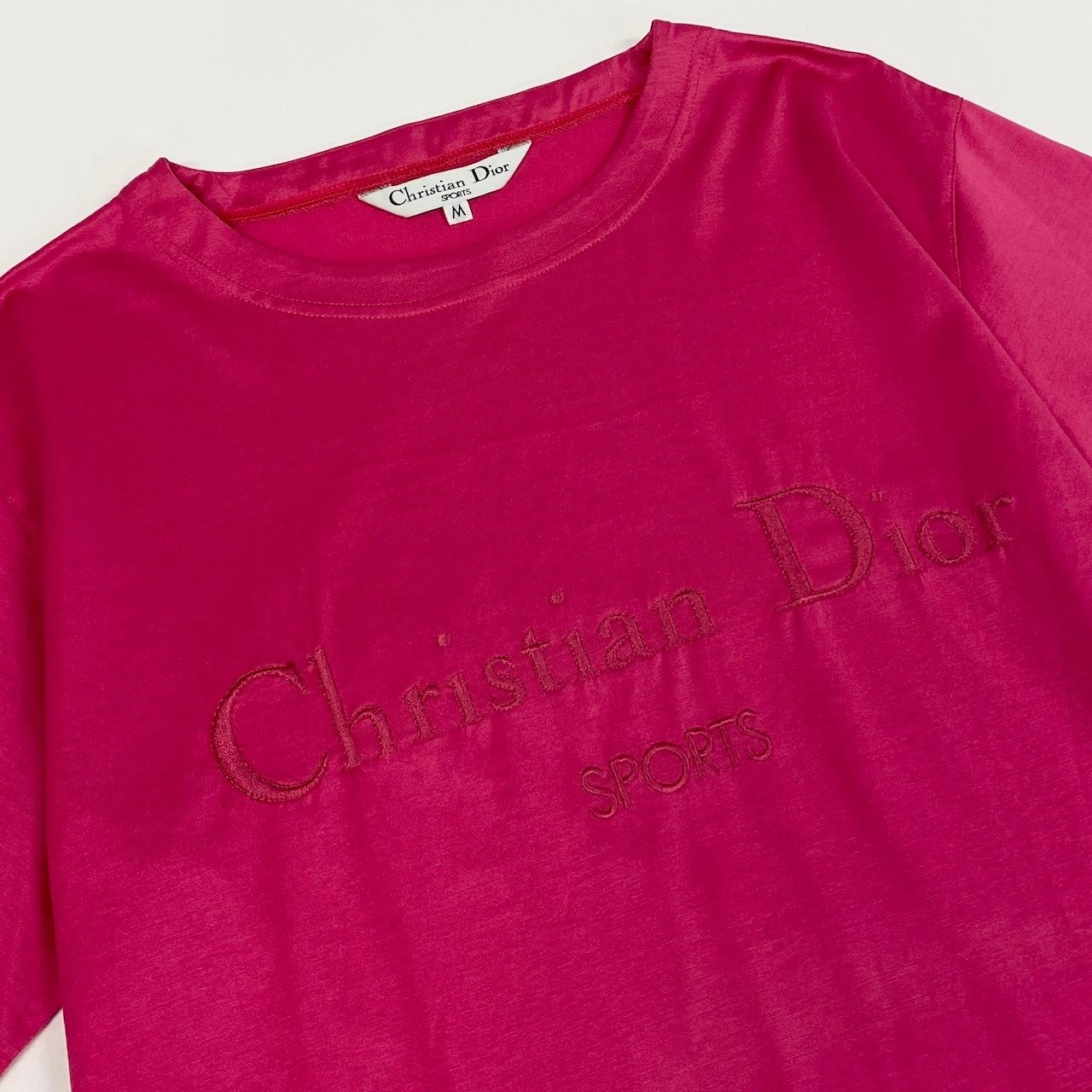 Ic27 Christian Dior クリスチャンディオール 半袖Tシャツ ブランドロゴ刺繍Tシャツ トップスカットソー Mサイズ ピンク コットン100％ レディース 女性用u02t