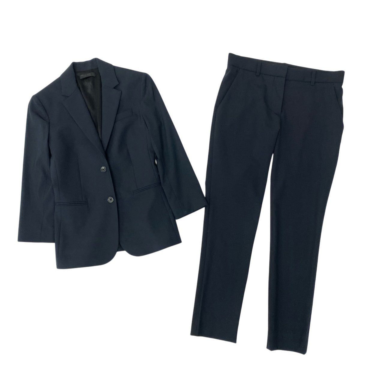 83b23【美品】The Row ザロウ スーツセットアップ テーラードジャケット テーパードパンツ 0サイズ ダークネイビー レディース 女性用u02t
