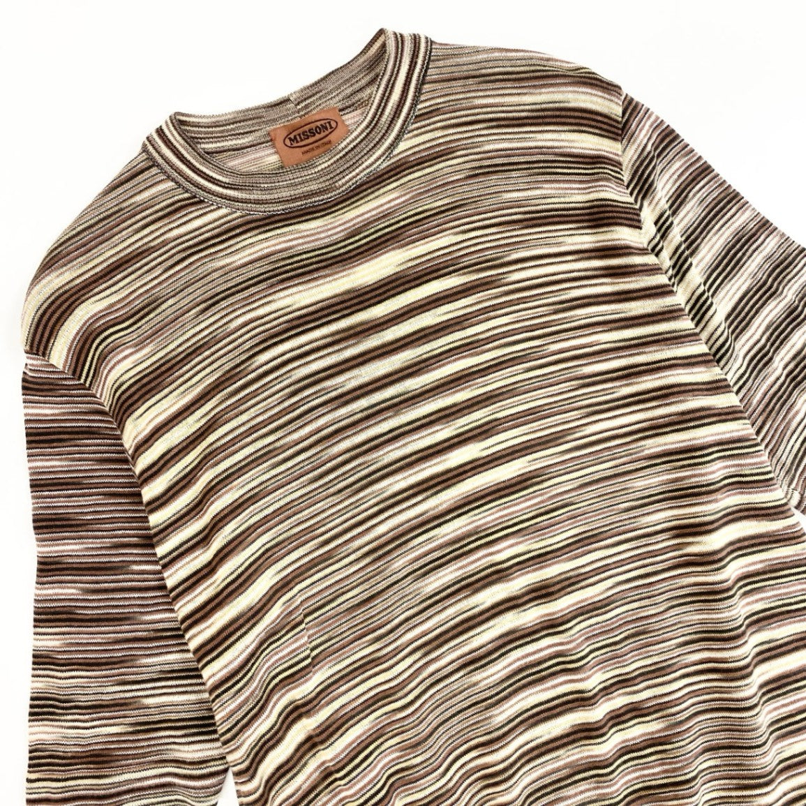 8j10 MISSONI ミッソーニ 半袖ニット ニットセーター トップス ボーダー イタリア製 マルチカラー メンズu02t