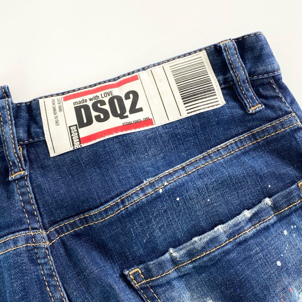 15e23 《美品》 DSQUARED2 ディースクエアード ペンキ加工 ダメージジーンズ デニムパンツ ボトムス サイズ44 インディゴ メンズ