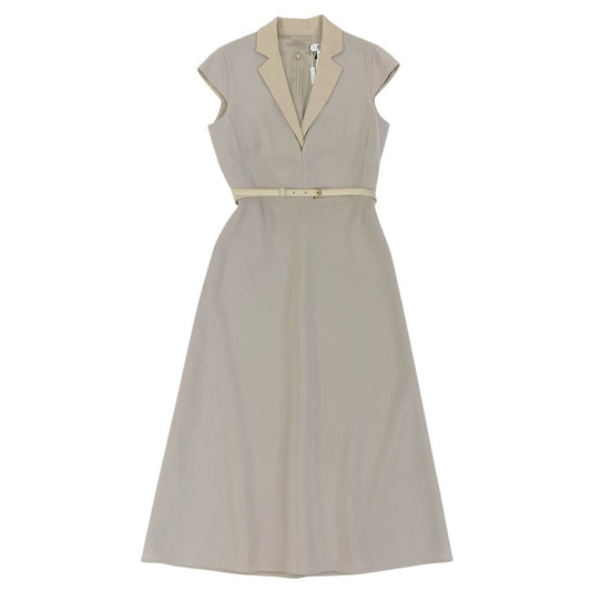 69L17 【新品保管品】MaxMara マックスマーラ Silvia Dress ドレスワンピース ロングワンピース ウエストベルト 定価146000 36サイズ ベージュ レディースk02i
