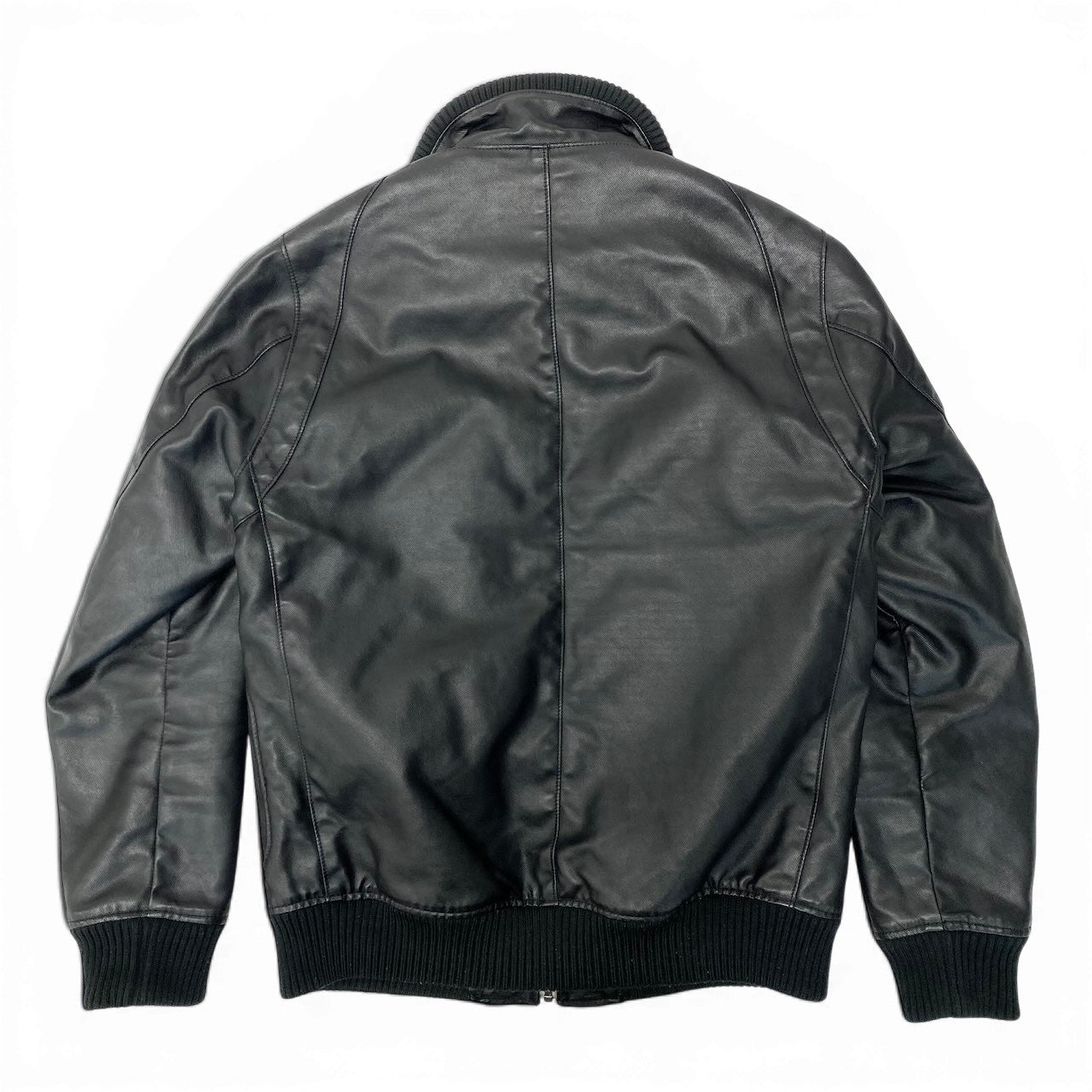 39e11 HYSTERIC GLAMOUR ヒステリックグラマー プリマロフトニューレイドツイル ジップアップ リブブルゾン 中綿 レザージャケット 0224AB04 サイズM ブラック メンズ 紳士服o07t