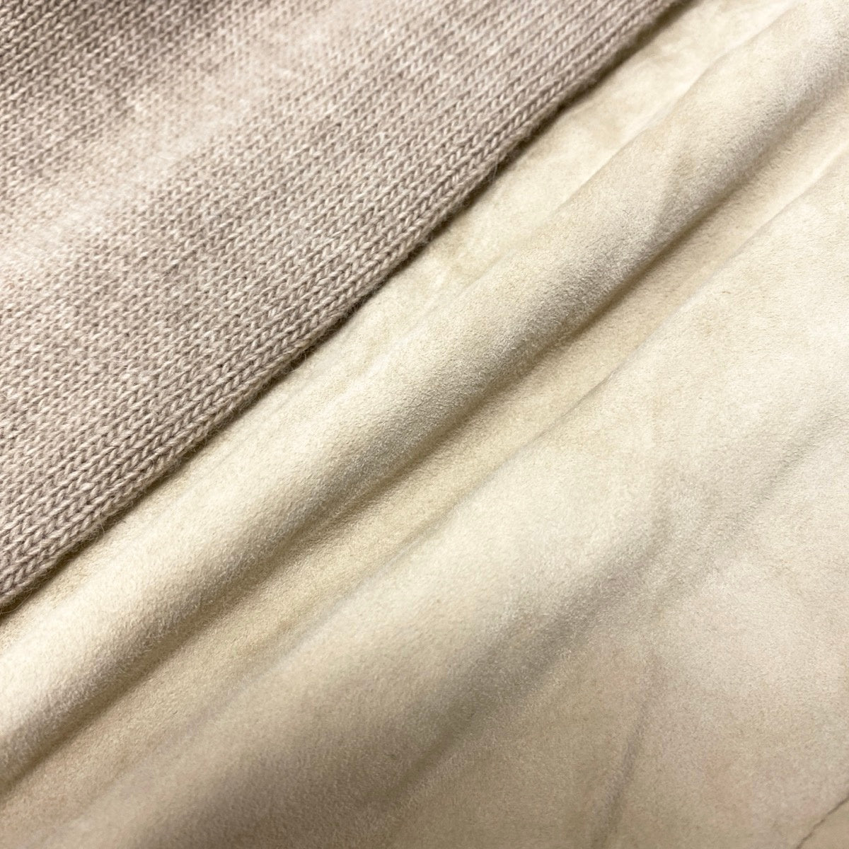 26g18 MaxMara STUDIO マックスマーラ ステュディオ スエード ニット切替ジャケット ウールカシミヤ混 レザー サイズM ベージュ レディースu02t