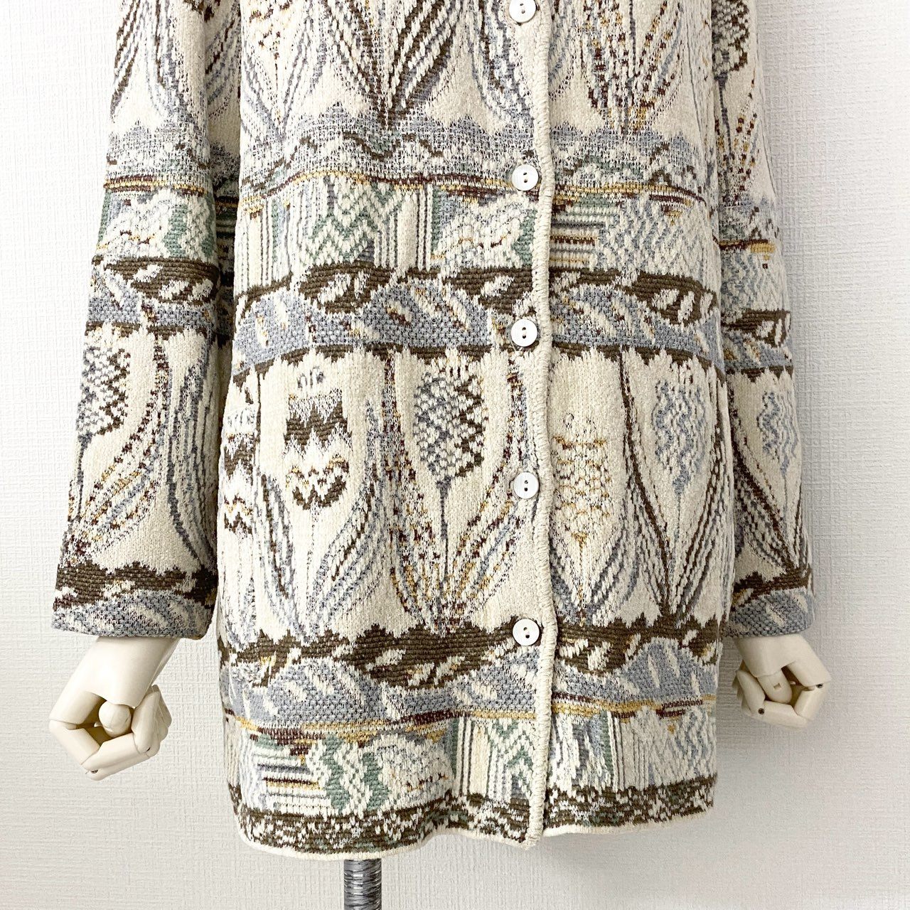 25d14 《美品》 伊製 MISSONI ミッソーニ  ジャガードモールニット ニットカーディガン 44 レディース 婦人服