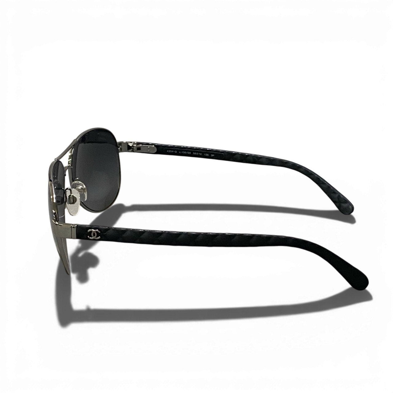 b15 CHANEL シャネル マトラッセ ココマーク サングラス スモークグラデーション 58□14 ブラック レディースta1