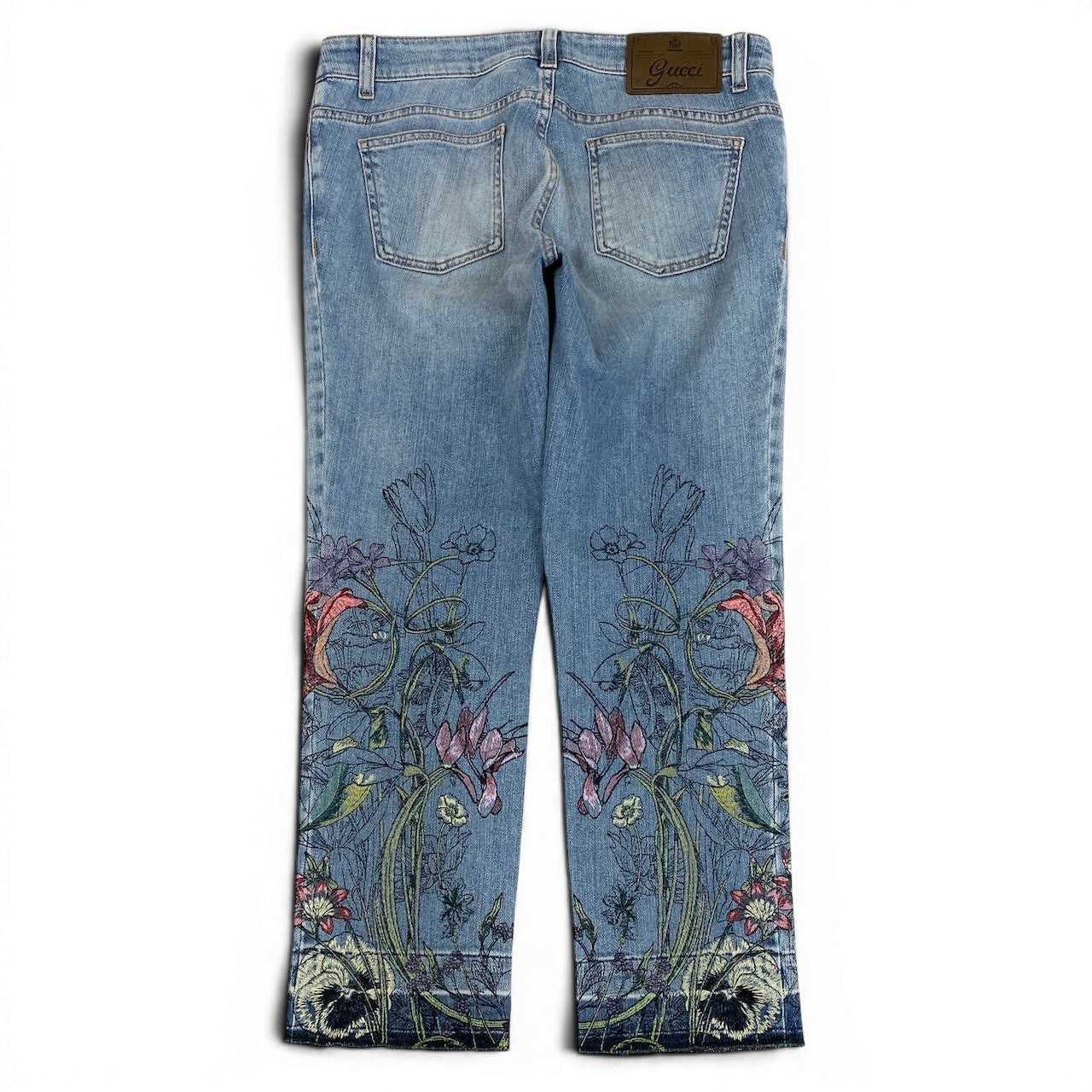Ie7 GUCCI グッチ トムフォード期 花柄刺繍 デニムパンツ Tom Ford Floral Embroidery Denim Pants サイズ42 インディゴブルーt18r