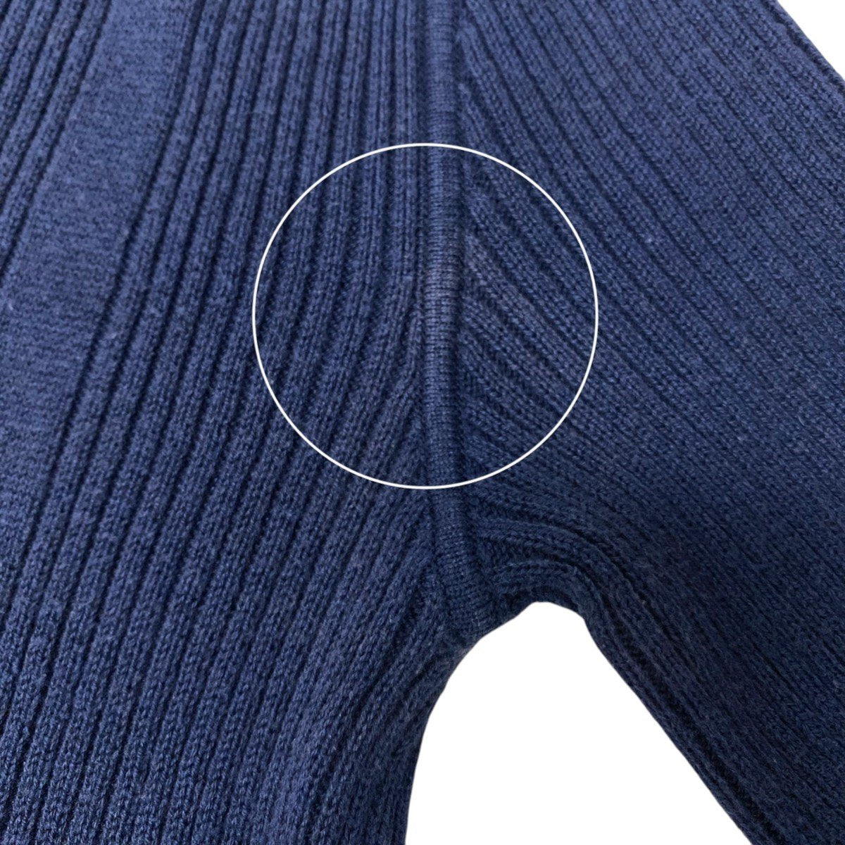 91h3 Christian Dior クリスチャンディオール ロゴ刺繍 リブニット ショートスリーブ ニットセーター ネイビー レディース 女性用o07t