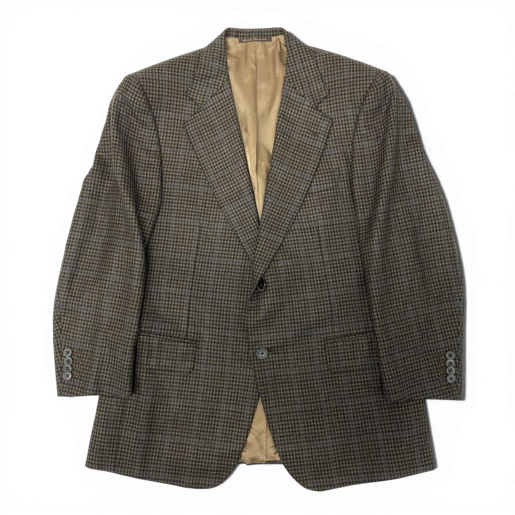 13l27 Ravazzolo ラヴァッツォーロ ロロピアーナ生地 テーラードジャケット カシミヤジャケット チェック柄 メンズ 紳士服 46 ブラウン系 カシミア100％o07t