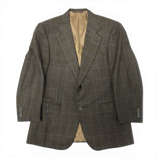 13l27 Ravazzolo ラヴァッツォーロ ロロピアーナ生地 テーラードジャケット カシミヤジャケット チェック柄 メンズ 紳士服 46 ブラウン系 カシミア100％o07t
