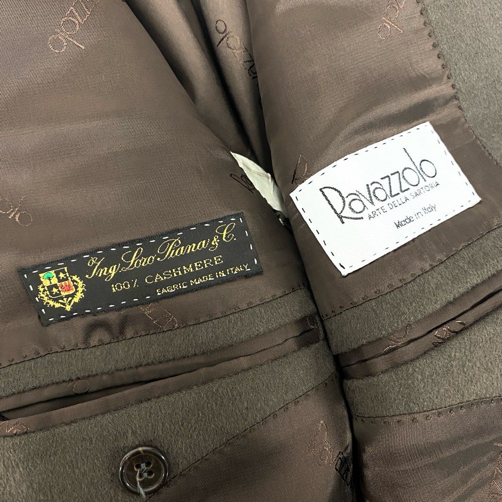 54l28 Ravazzolo ラヴァッツォーロ ロロピアーナ生地 テーラードジャケット カシミヤジャケット 2B メンズ 紳士服 48 ブラウン系 カシミア100％o07t