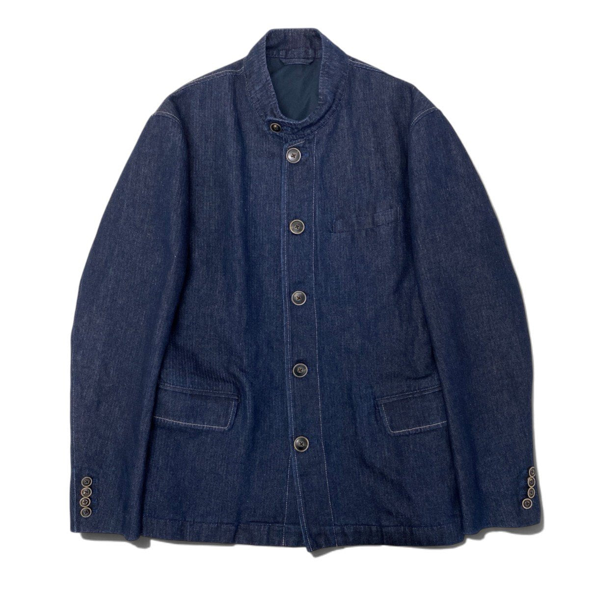 78j8 GIORGIO ARMANI ジョルジオアルマーニ 黒タグ スタンドカラー ジップアップ デニムジャケット サイズ48 本切羽 インディゴt18r
