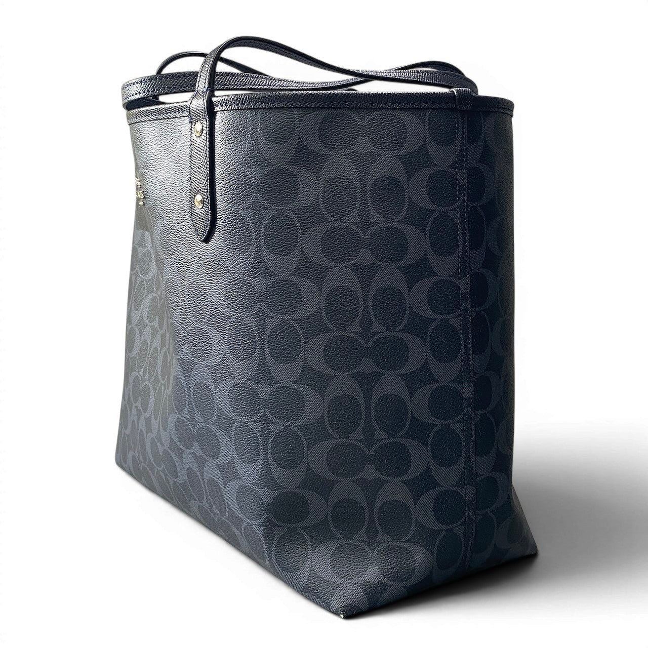 f12 COACH コーチ リバーシブル シグネチャー トートバッグ Reversible Signature Tote Bag K1732 / F58293 ネイビーt18r