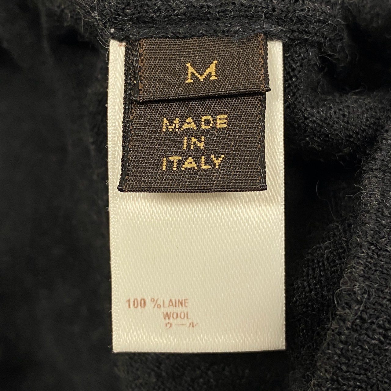 5L17 LOUIS VUITTON ルイヴィトン ニットセーター LVエルボーパッチ トップス イタリア製 Mサイズ グレー ウール100％ メンズu02t