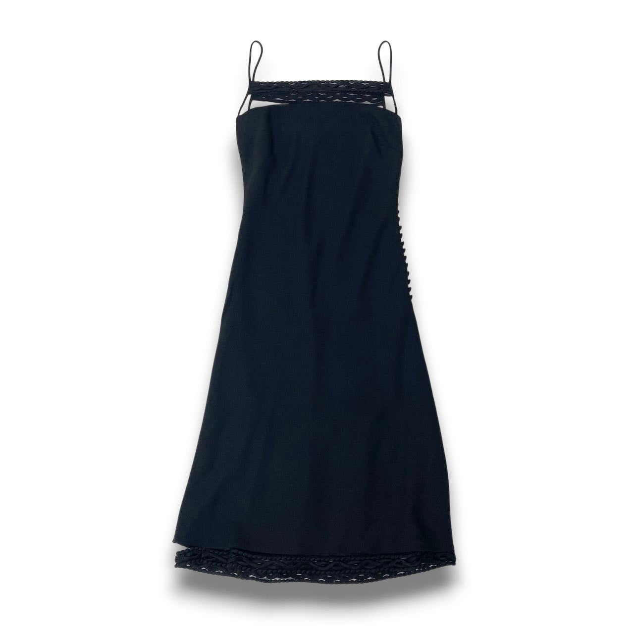 28c10 Christian Dior クリスチャンディオール ガリアーノ キャミソールドレスワンピース レースデザイン フランス製 36サイズ ブラック レディース 女性用u02t