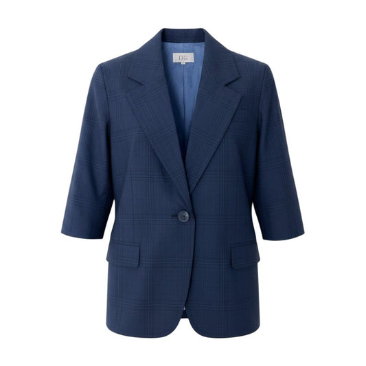 83h25 Miss Dior ミスディオール テーラードジャケット チェック柄 ウールブレンド サイズM ネイビー レディースo07t