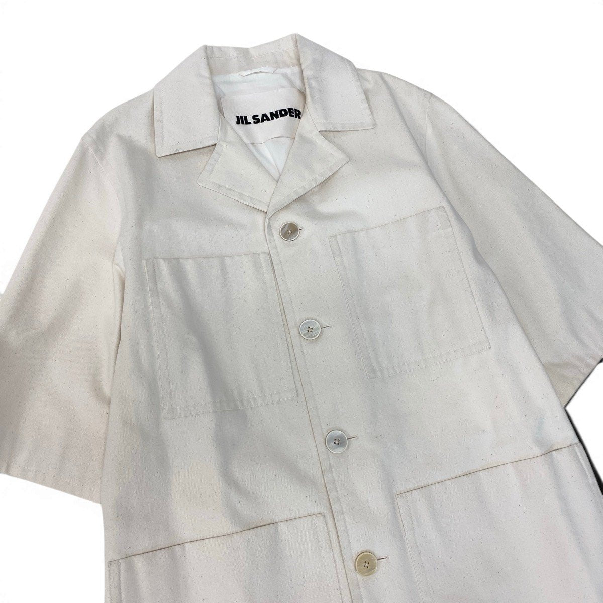 Ef25 JIL SANDER ジルサンダー 2020ss バックプリント シャツコート JSMQ430947 サイズ44 オフホワイト コットン100％ レディースo07t