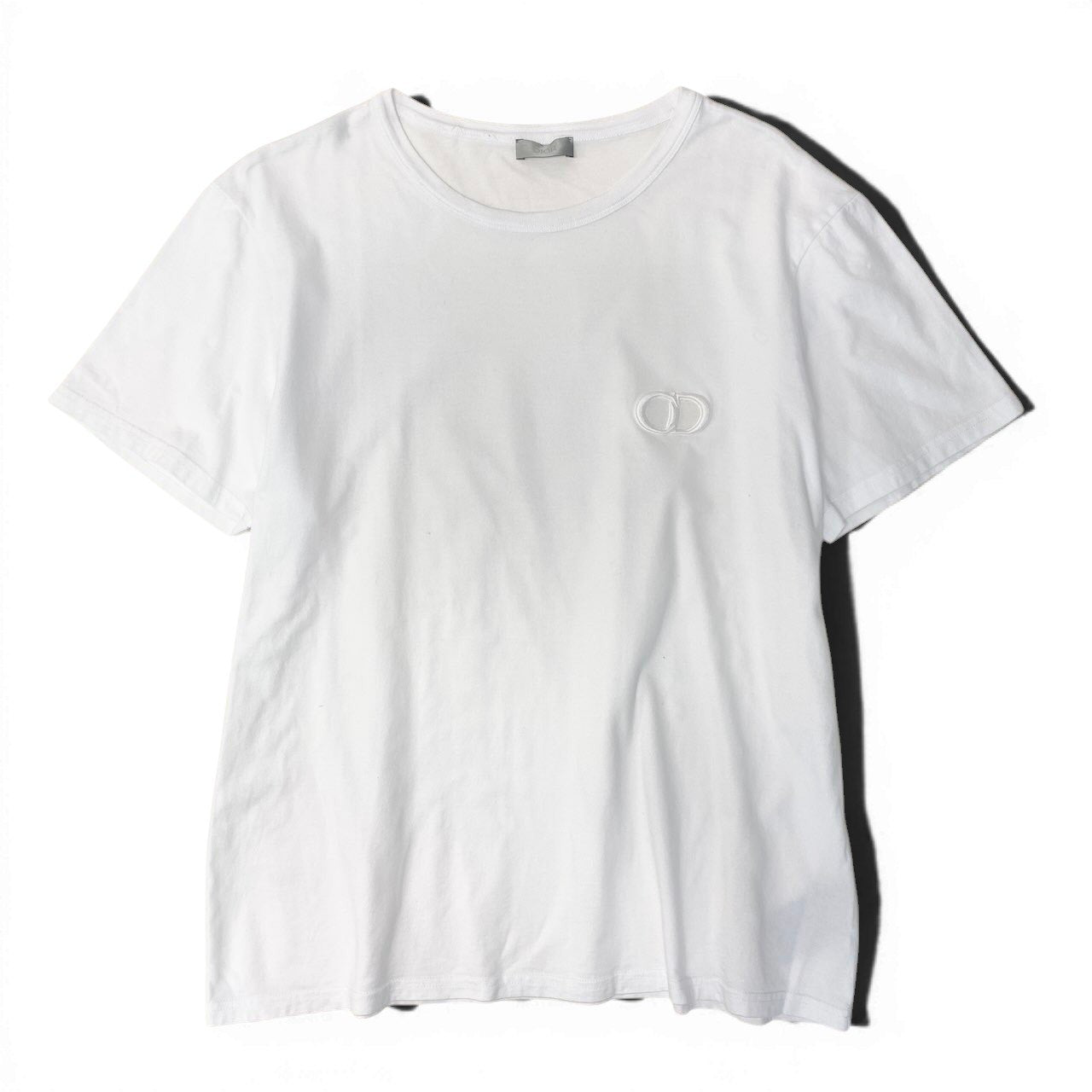 14f15 DIOR HOMME ディオールオム CD ICON アイコン CDロゴ刺繍 Tシャツ 半袖カットソー 013J600A0677 Lサイズ ホワイト コットン メンズo07t