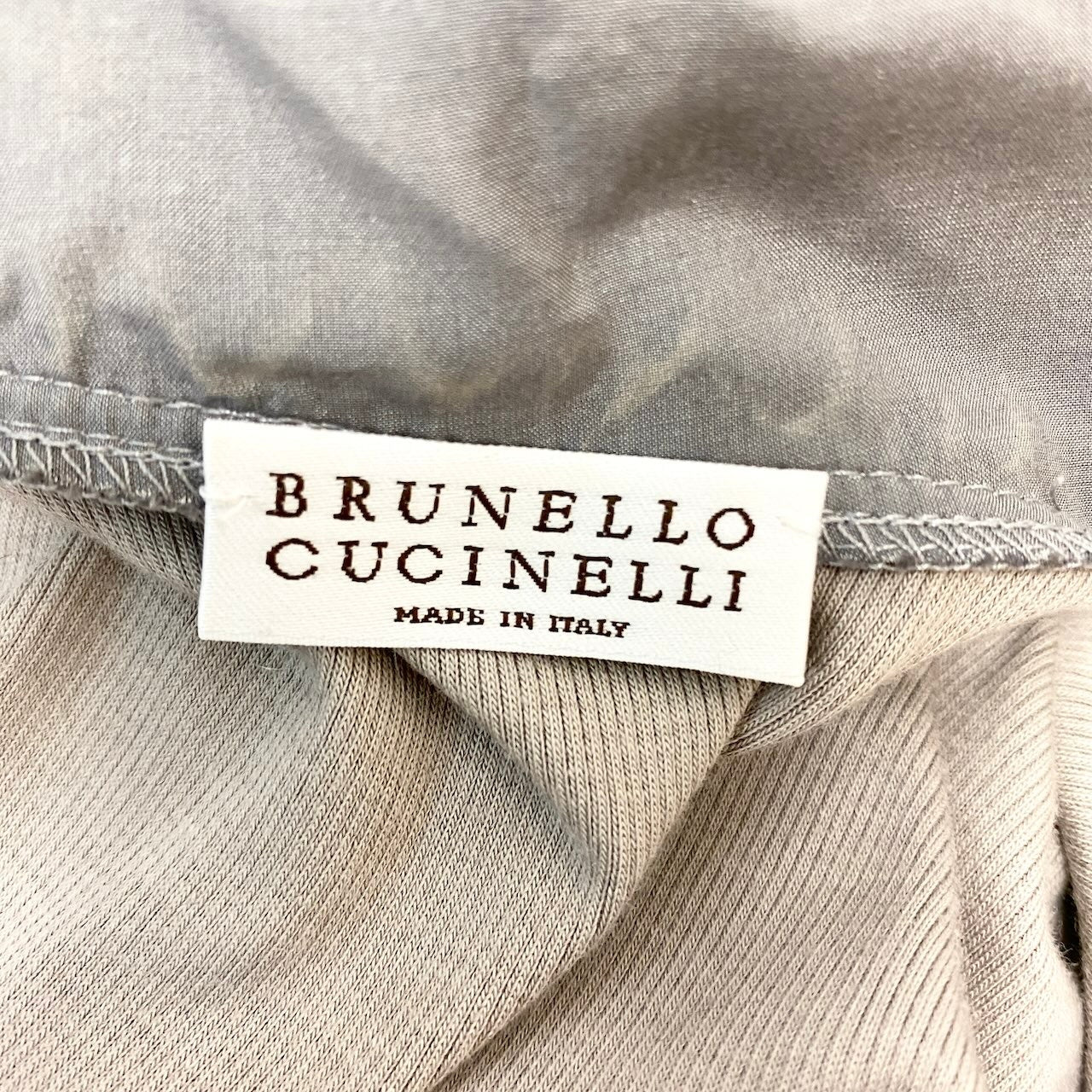 22f17 BRUNELLO CUCINELLI ブルネロクチネリ ボウタイ リブニットカットソー 半袖Tシャツ ストレッチ  サイズM グレー レディース 女性服o07t