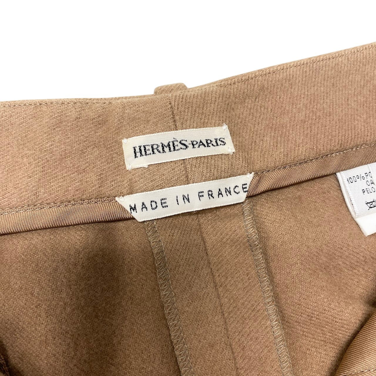 25i27 Hermès エルメス マルジェラ期 スラックスパンツ サイズ40 ベージュ キャメル100％ レディースk02i