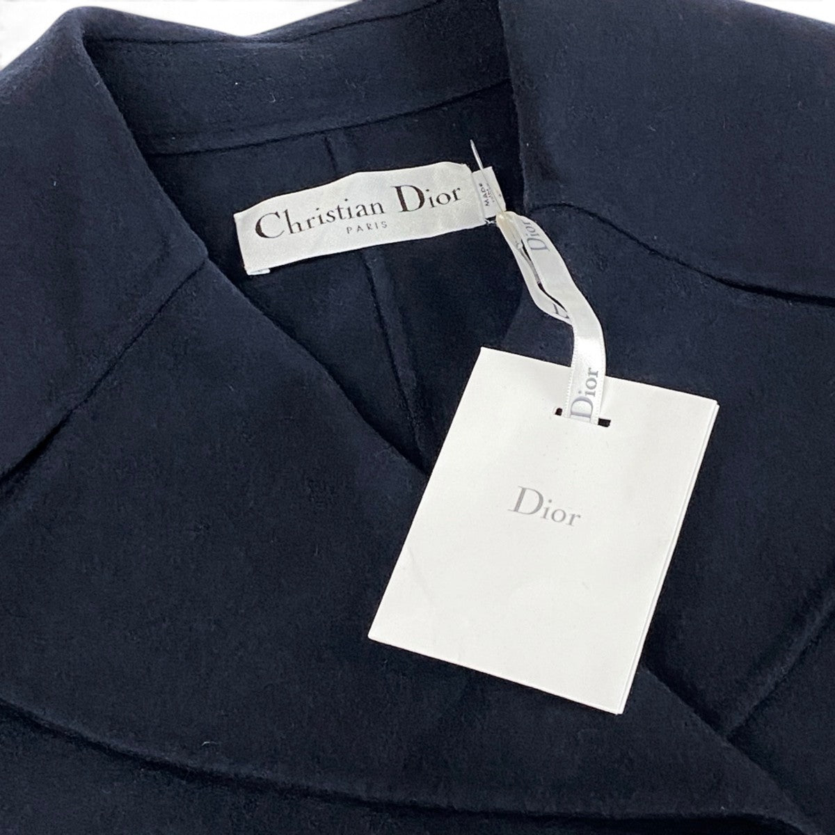 Ej21 【未使用タグ付】 Christian Dior クリスチャンディオール 2019aw ダブルブレスト ロングコート 940M25A0005 サイズ36 ネイビー カシミヤ100％ レディースu02t