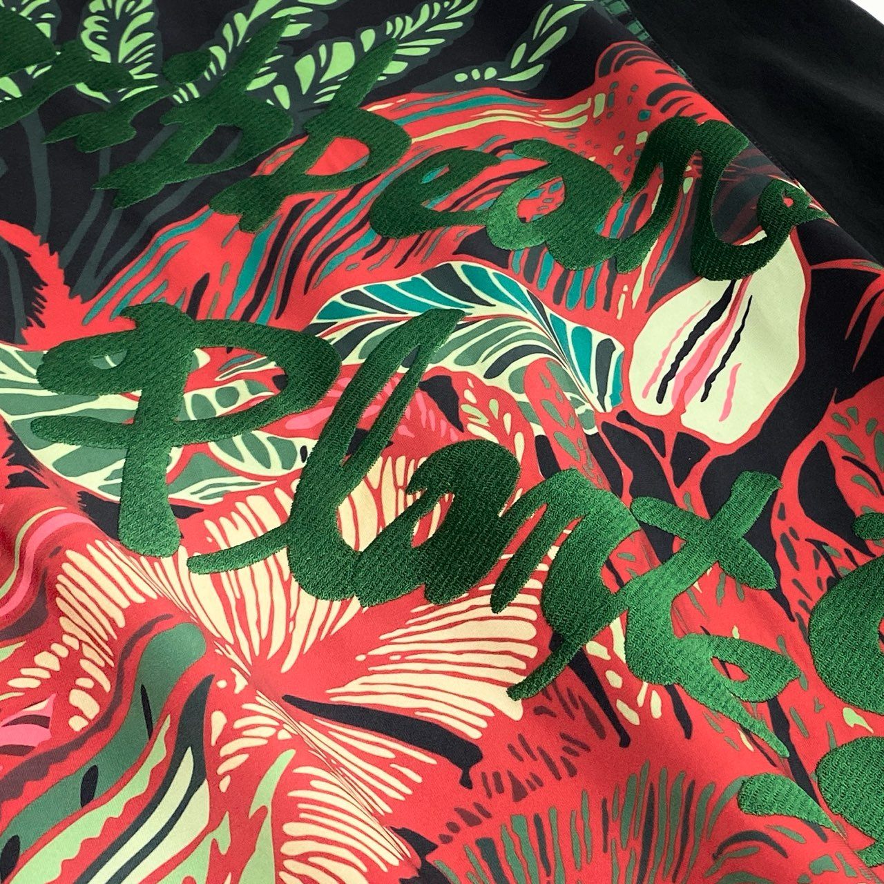 64k19《美品》TOKUKO 1er VOL トクコプルミエヴォル ノースリーブワンピース Aラインワンピース ボタニカル柄 刺繍 サイドリボン レディース 9 ブラックu02t