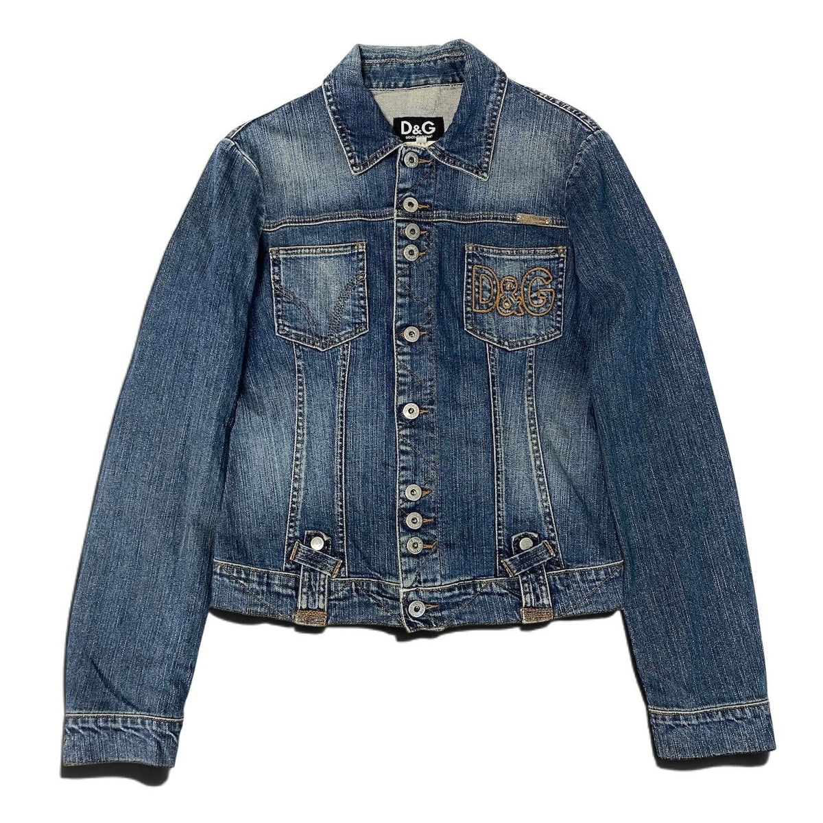 j29 D＆G DOLCE＆GABBANA 00's デニムジャケット ロゴステッチ アウター Sサイズ インディゴ メンズ 男性用u02t